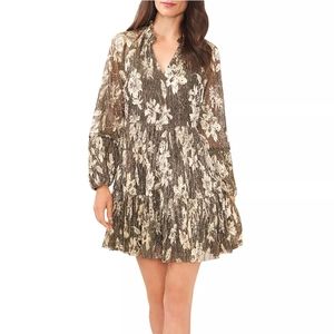 New Vince Camuto Metallic Long Sleeve Dress